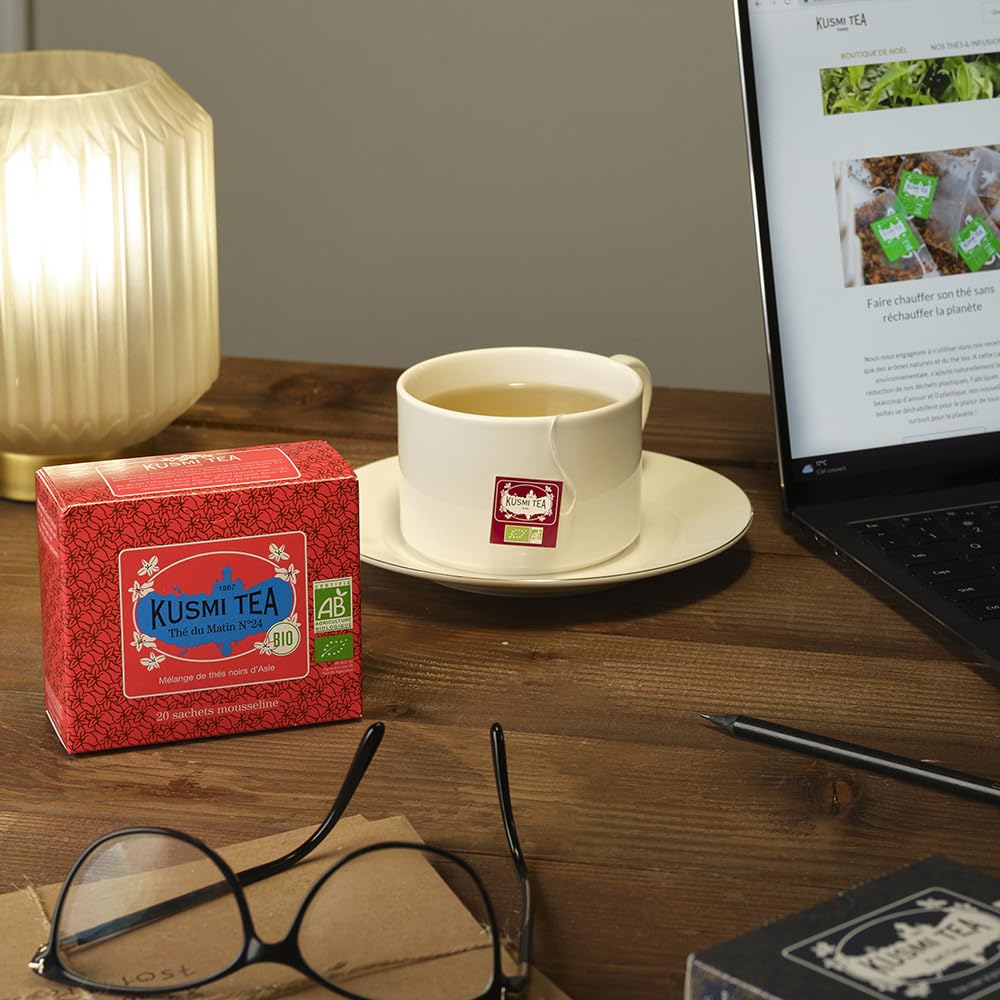 Kusmi Tea Pack of 2 Organic Black Tea Boxes - Anastasia & Russian Morning No.24 - 2x20 Tea Bags
