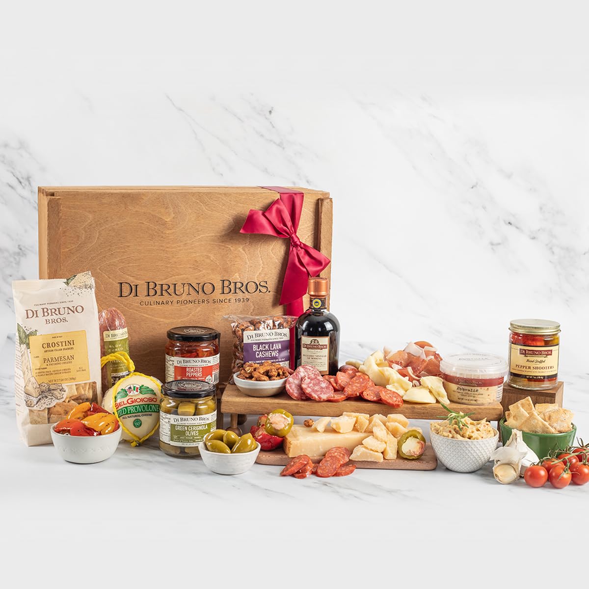 Di Bruno Bros Cheese & Charcuterie Gift Crate - Large, Gourmet Italian Food Basket for Entertaining Friends and Family