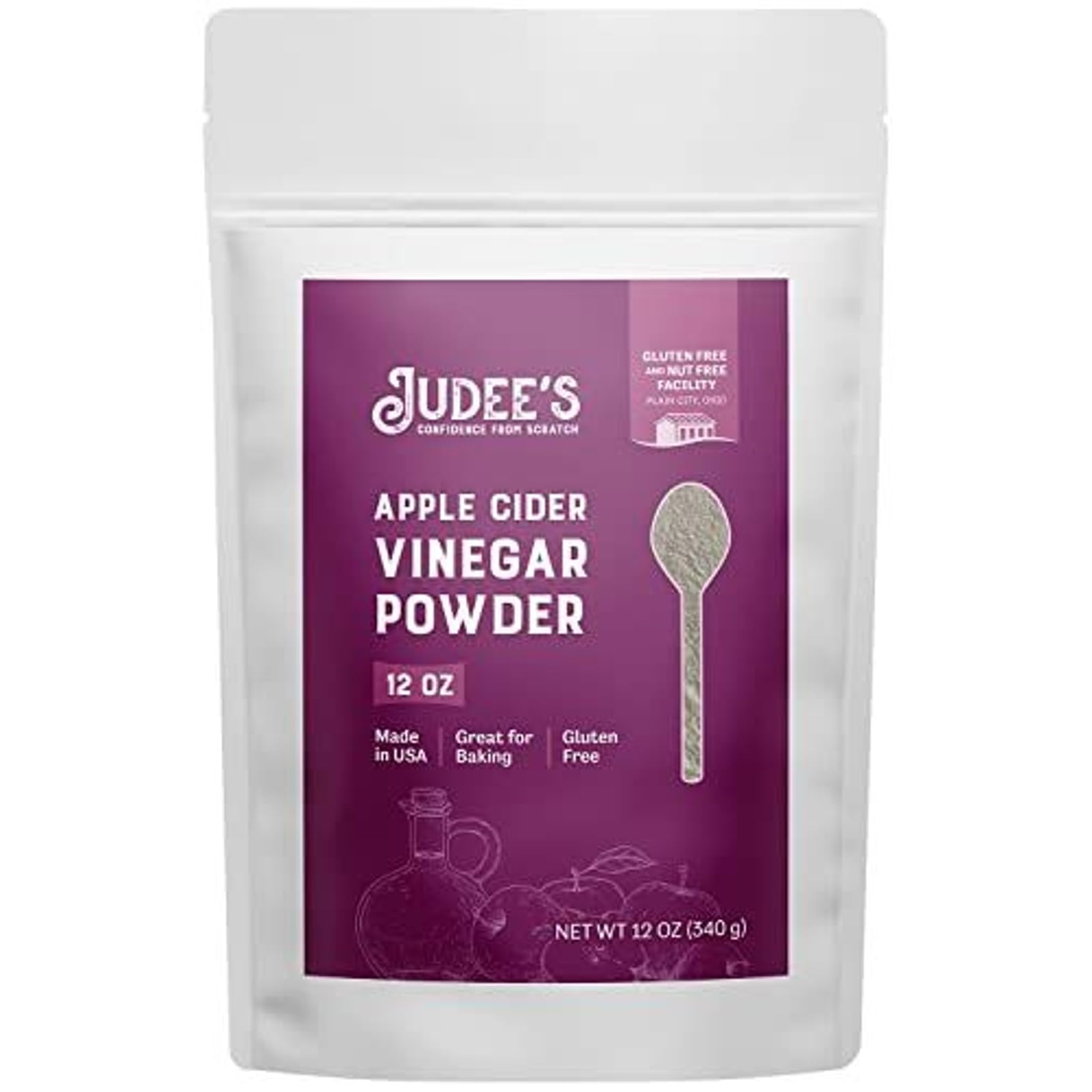 Judees Apple Cider Vinegar Powder - Gluten-Free, Keto-Friendly, 12 oz