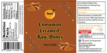 Pearl Honey Spreads - Organic Cinnamon Flavored Creamed Raw Honey - Chemical Free, Soy Free & 100% Naturally Flavored | 8.8 Oz J