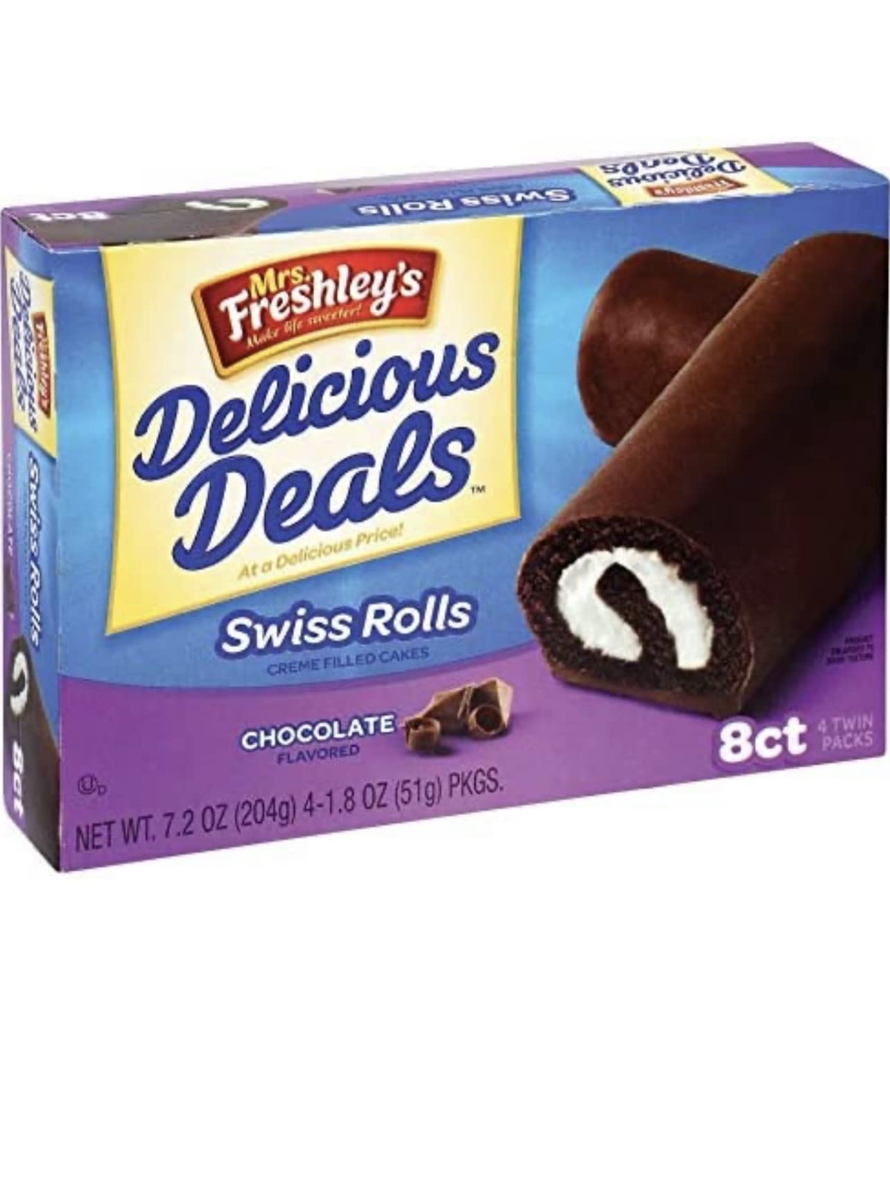 Mrs. Freshleys Swiss Rolls, 1.8 Ounce (Pack of 4)