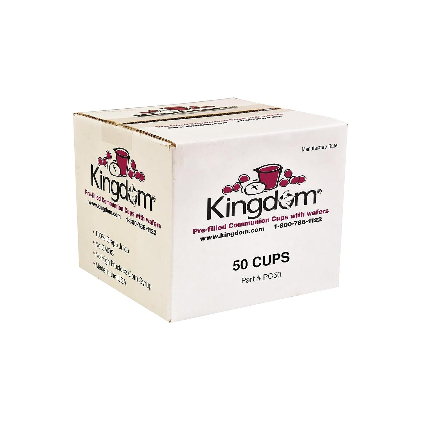 Kingdom Prefilled Communion Cup With Wafers(50Ct - Red Juice) Sealed In A Single-Serving Container With One-Year Shelf Life, Per