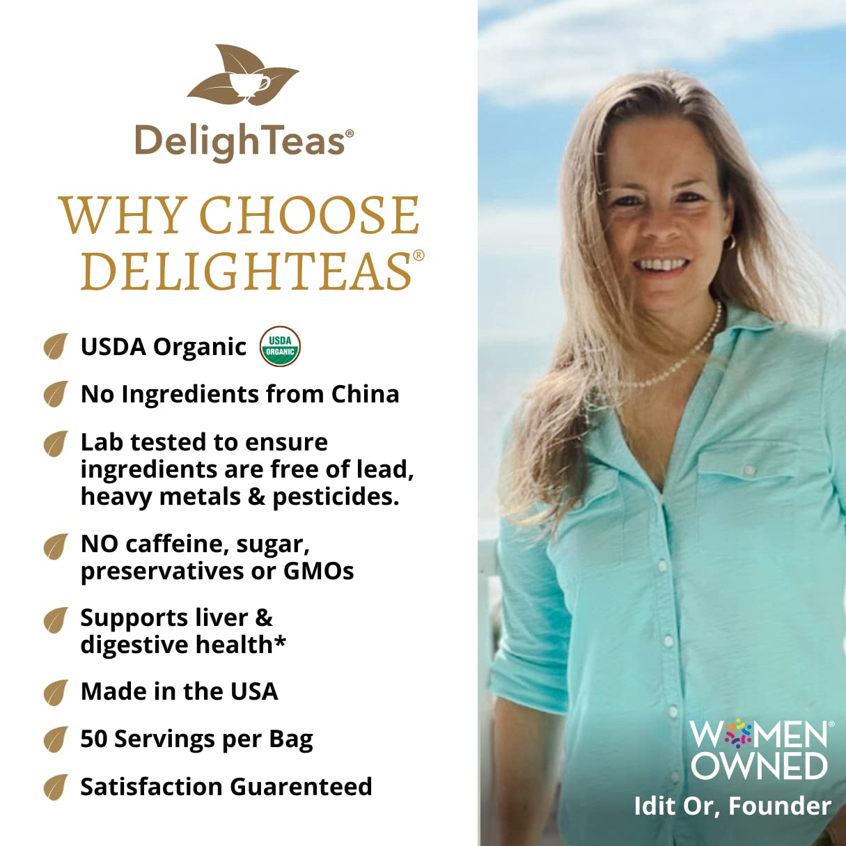 DelighTeas Stomach & Liver Tea - Ayurvedic Herbal Blend, 5oz Loose Leaf, Vegan, Caffeine-Free, Sugar-Free