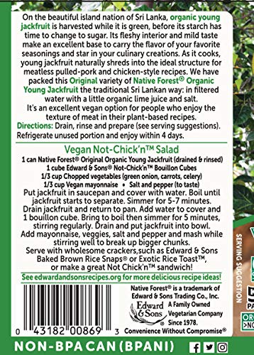 Native Forest Organic Young Jackfruit - Great Meatless Alternative, Plant Based Meat, Non-Gmo Project Verified, Usda Organic - Original, 14 Oz (Pack Of 6)