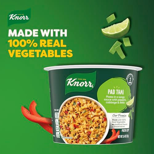Knorr Pasta Cup Pad Thai 8 ct For a Quick and Easy Meal Made with 100% Real Vegetables & No Artificial Flavors or Preservatives,
