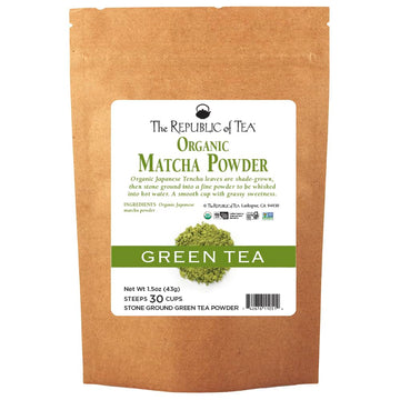 The Republic of Tea Organic Japanese Matcha Green Tea Full-Leaf Powder, 1.5 Oz Bag | Steeps 30 Cups