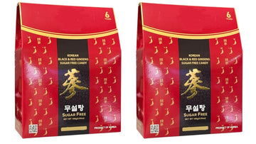 Korean Ginseng Candy, Sugar Free (2 PACKS, BLACK AND RED GINSENG)