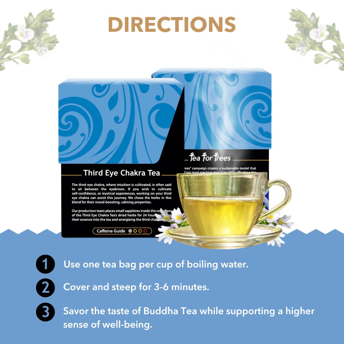 Buddha Teas - Third Eye Chakra Tea - Organic Herbal Tea - For Insight & Intuition - With Eyebright, Spearmint, Star Anise & Sapp