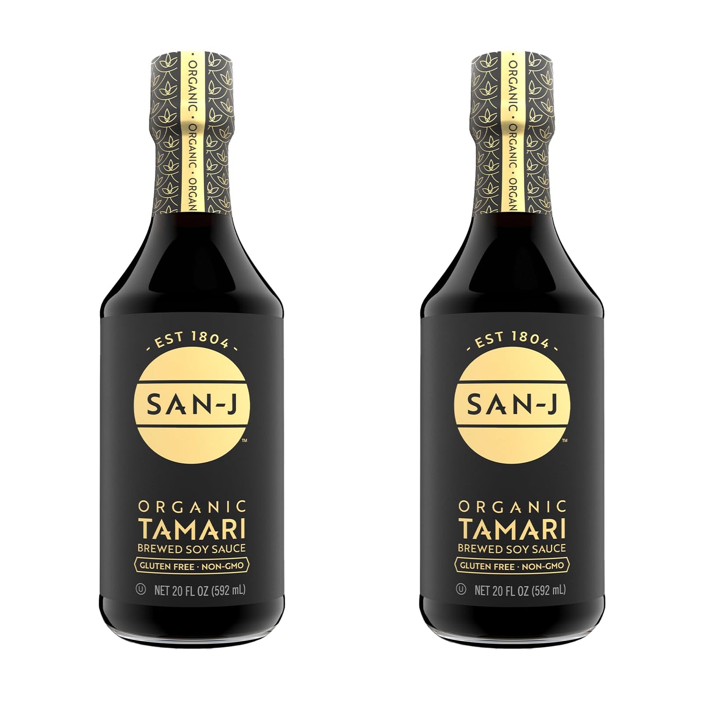 San-J - Organic Gluten Free Tamari Soy Sauce - Specially Brewed - Made with 100% Whole Soy - 20 oz. Bottles - 2 Pack