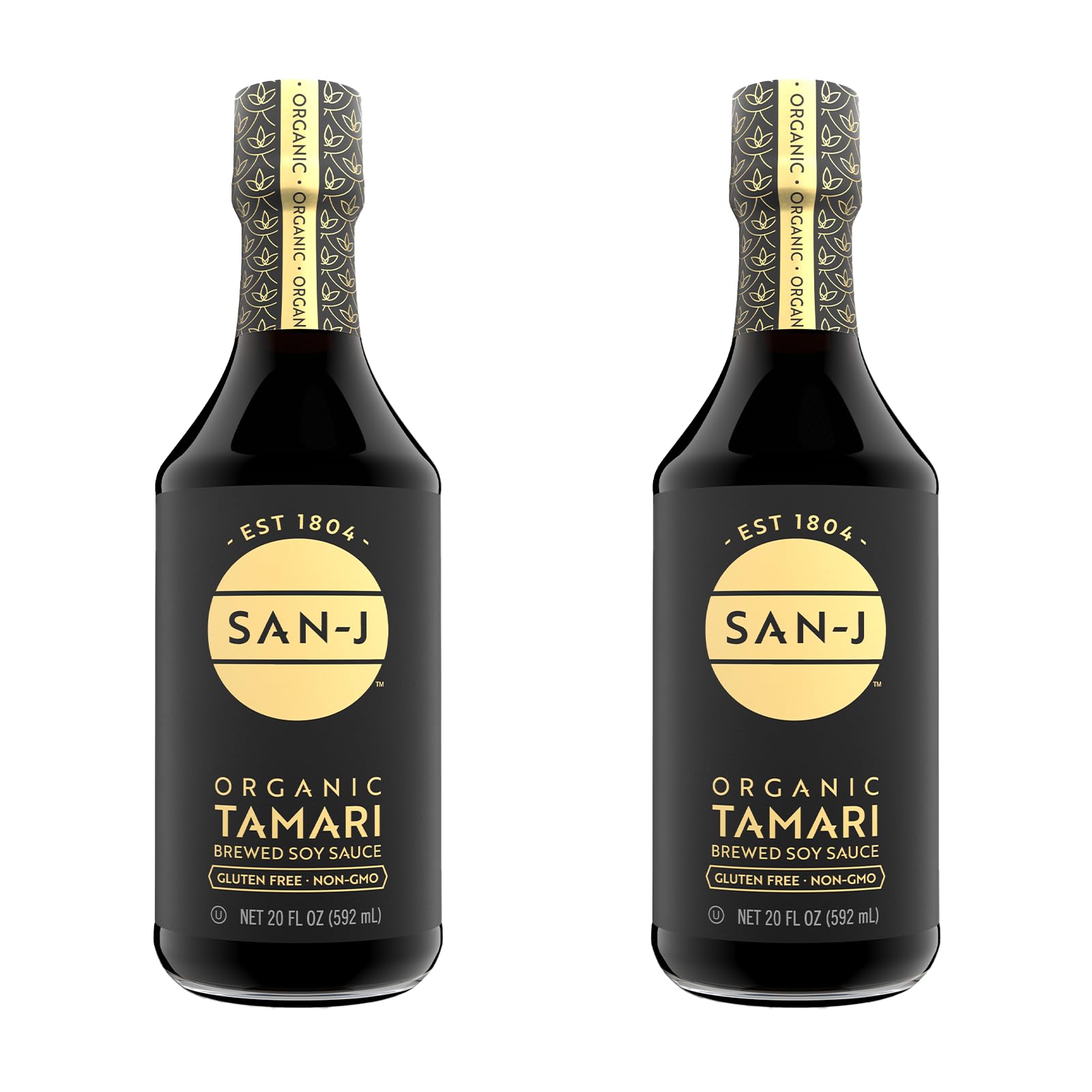 San-J - Organic Gluten Free Tamari Soy Sauce - Specially Brewed - Made with 100% Whole Soy - 20 oz. Bottles - 2 Pack