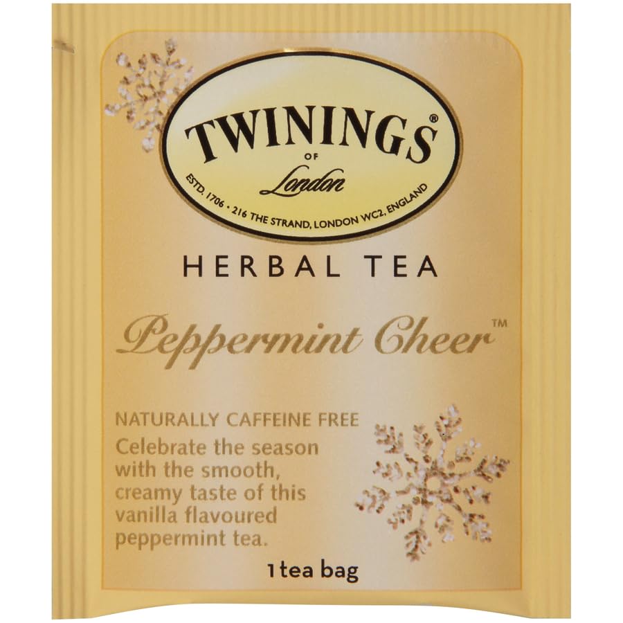 Twinings Peppermint Cheer Herbal Tea, 20 Count (Pack of 6), Naturally Caffeine-Free, Peppermint & Creamy Vanilla Flavor