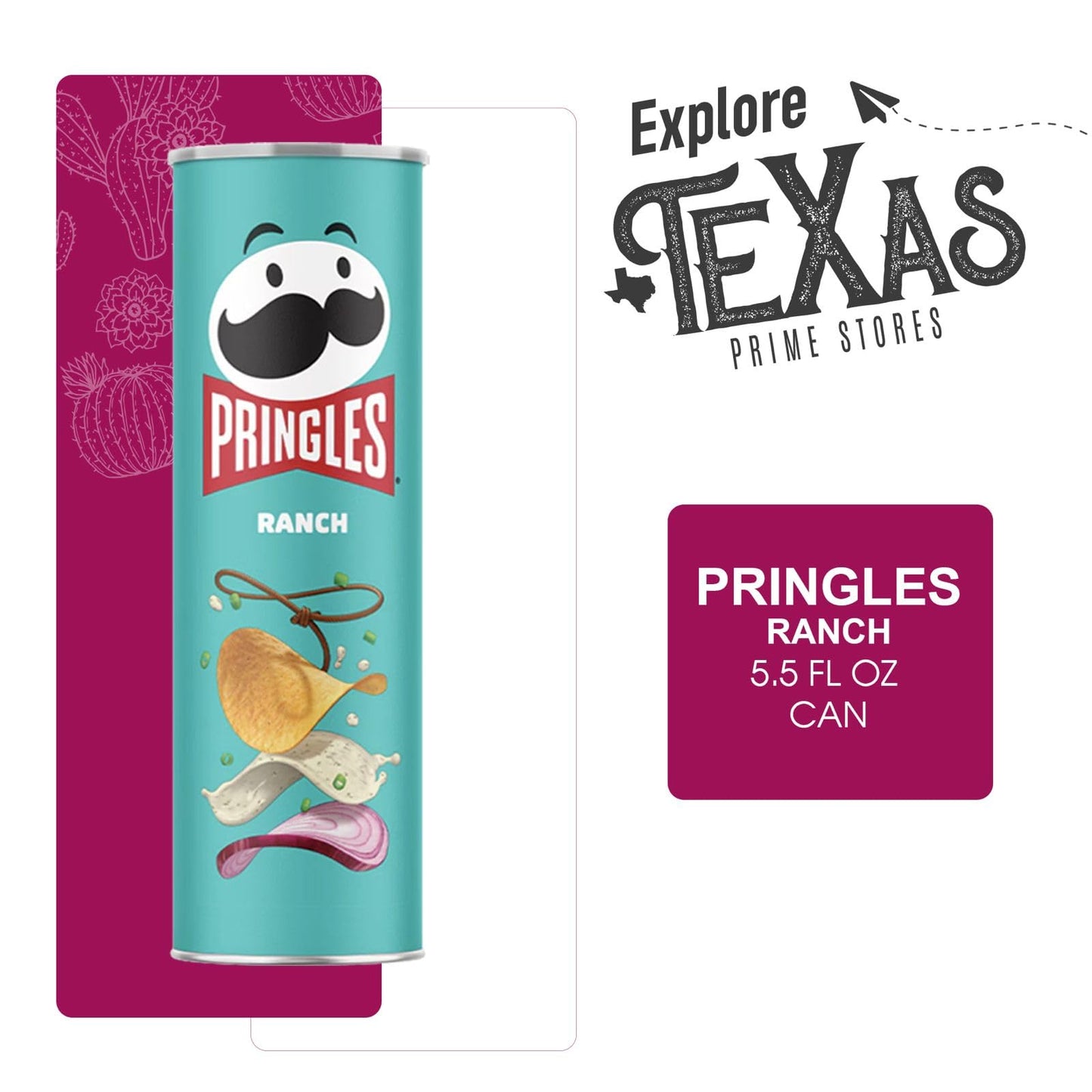 Pringles 12- Count Of Ranch Potato Crisps Chips, On-The-Go Lunch Snack 5.5 Oz Can + 1 Freebie By Unique Outlet