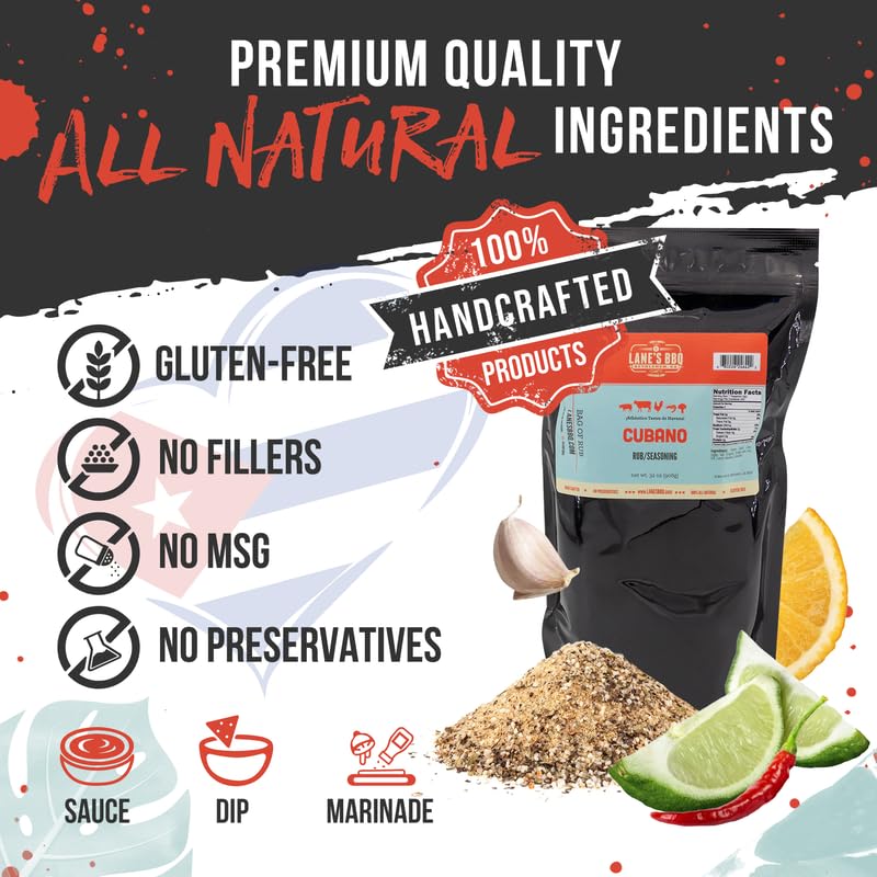 Lanes Cubano Cuban Seasoning Rub, All-Natural Spice Blend, Gluten-Free, No MSG, 32 Ounce