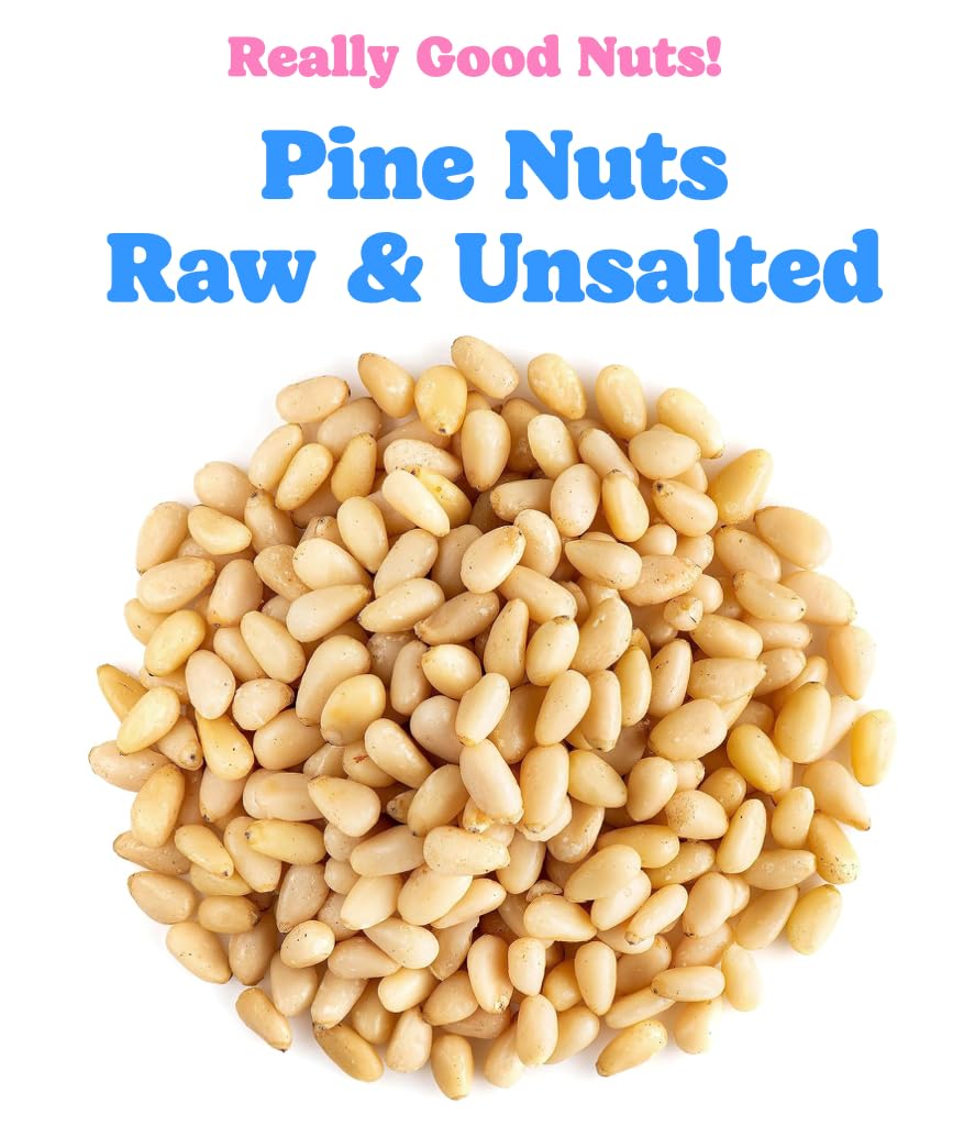Really Good Nuts! Pine Nuts, 2.2 lb (35.2 oz), Raw, Gluten-Free, Kosher, Raw Nuts, Smooth & Creamy Pine Kernels, Shelled, Unsalt