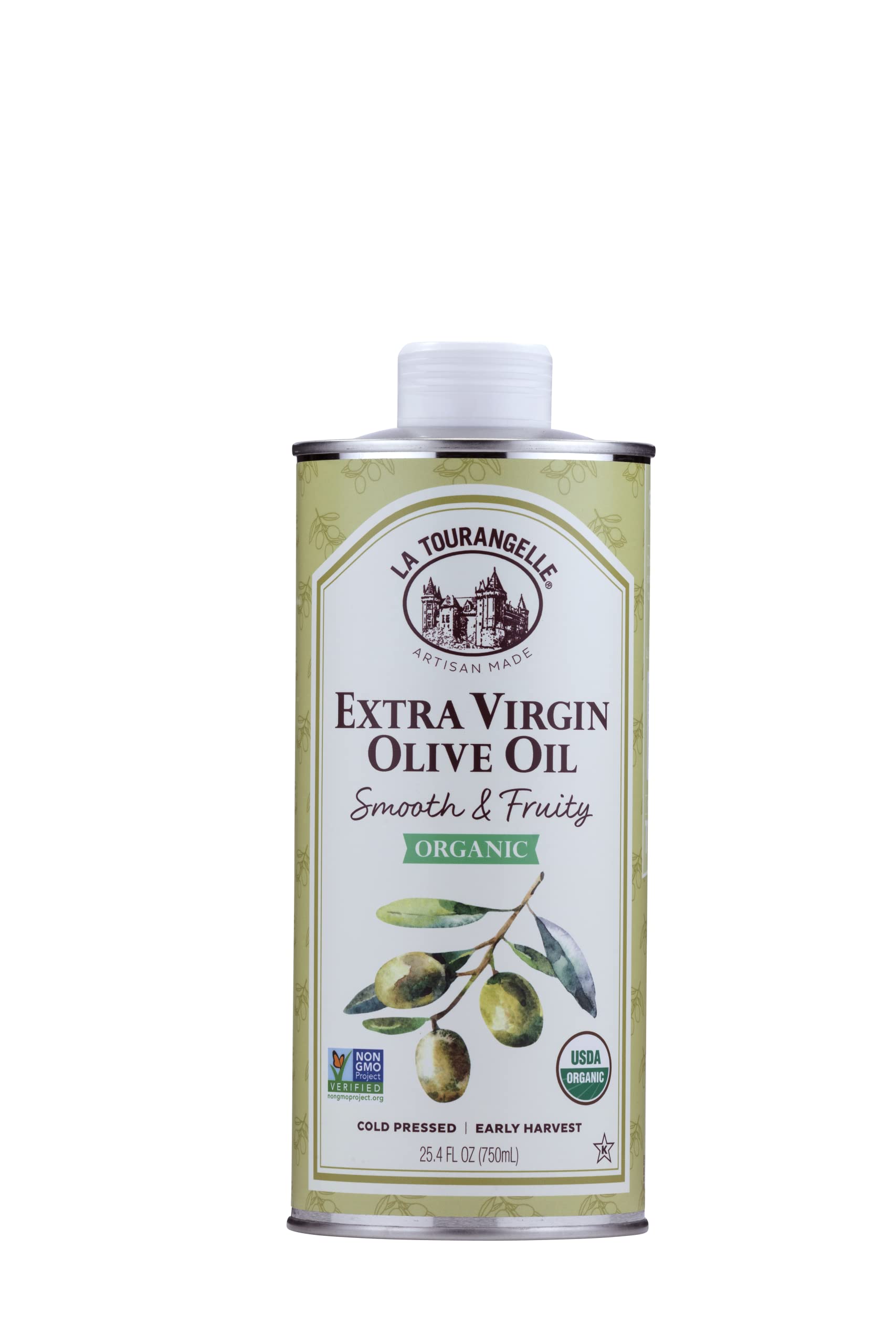 La Tourangelle, Organic Extra Virgin Olive Oil, Cold-Pressed, Smooth & Fruity, Early Harvest for High Antioxidants From Spain, 2