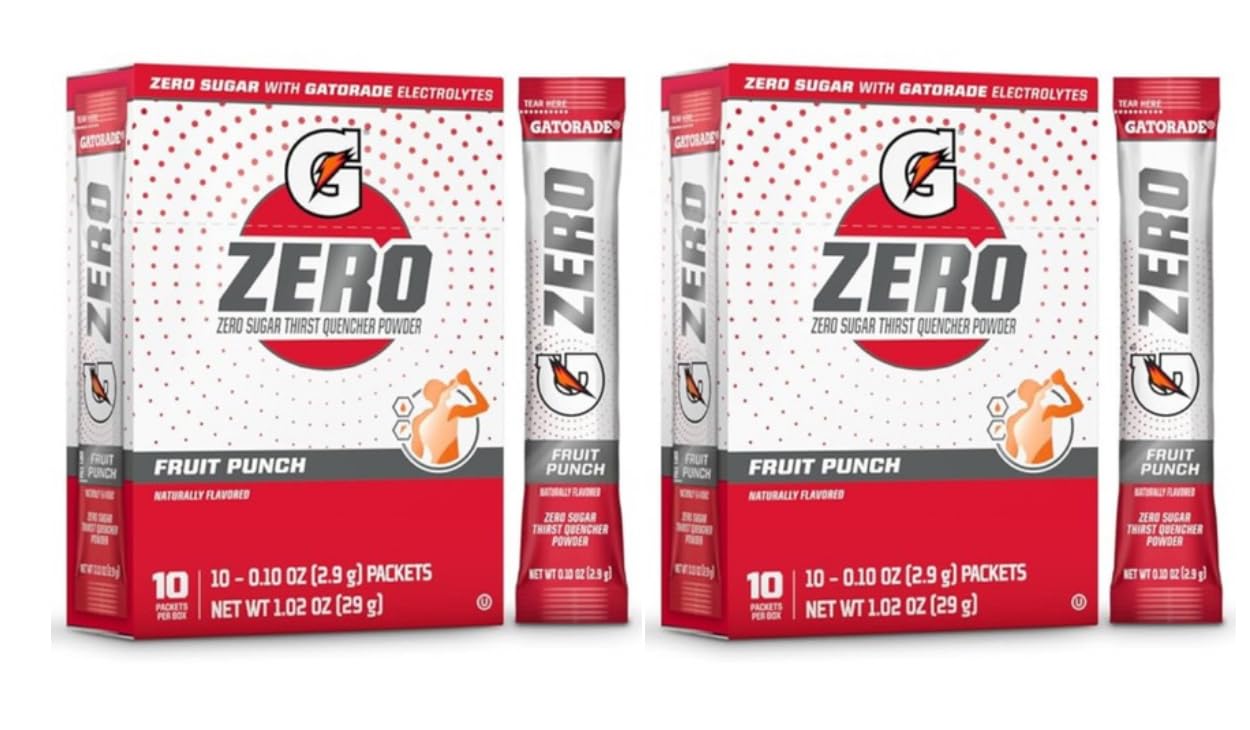 G Zero Thirst Quencher Powder Packets, Individual Packets (20 Count) (Fruit Punch)