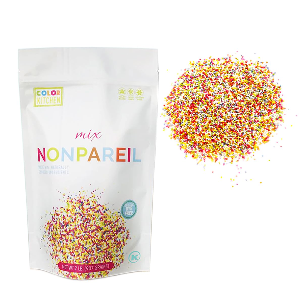 COLOR KITCHEN Nonpareil Confetti Sprinkles, Natural Ingredients, Gluten-Free, 2 LB