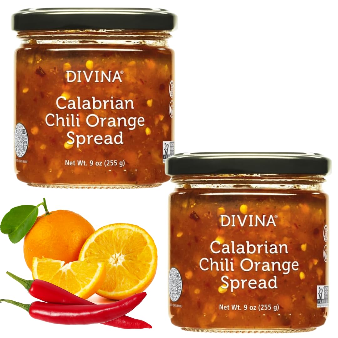 Divina Calabrian Chili Orange Spread, 9 oz, 2-Pack, Sweet and Spicy Flavor