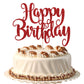 Fmiyuneea Happy Birthday Cake Topper- Glitter Happy Birthday Cake Decor, Handmade Anniversary/Birthday Party Supplies (Red)