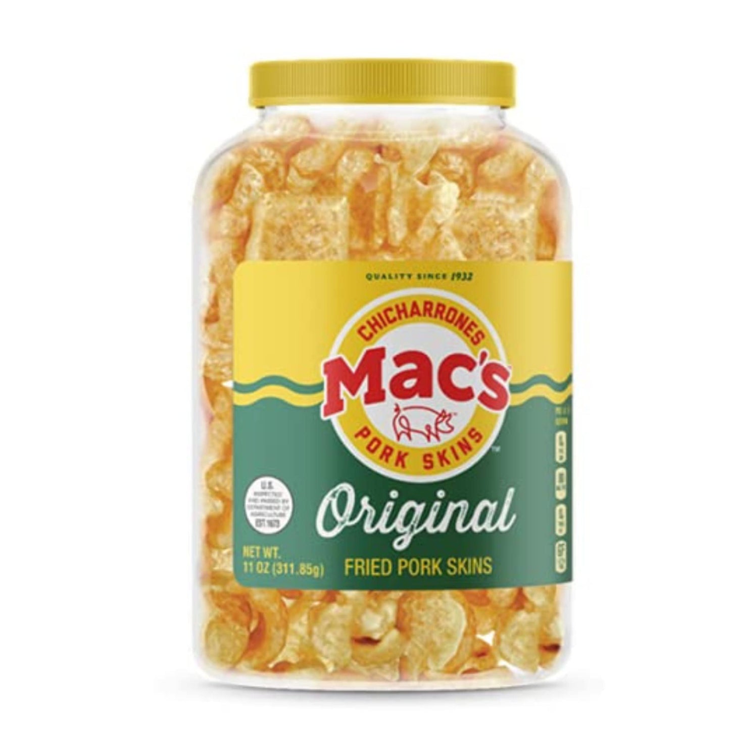 Generic Macs Original Fried Pork Skins, Gluten Free, Zero Trans Fat, 11 Oz Barrel, 2 Pack