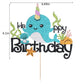 Bekaterea Narwhal Cake Topper, Blue Ocean Themed Birthday Decor, 1 Count