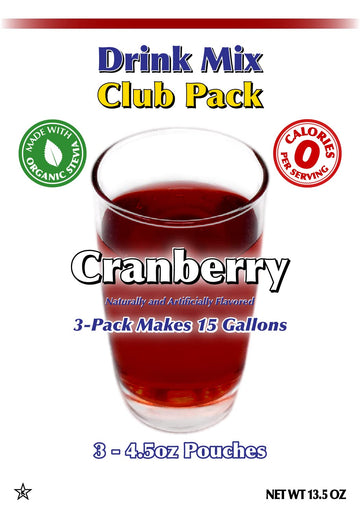 GramZero Cranberry Zero Calorie Sugar Free Drink Mix, Great For Nutrition Club Loaded Tea, Stevia Sweetened