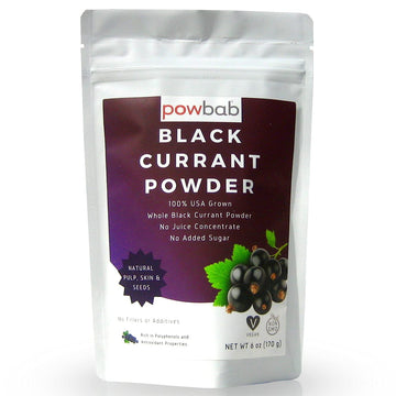 powbab Black Currant Powder - 100% USA Grown Whole Black Currants. No Juice Concentrate, No Added Sugar. Made in USA from Dried 