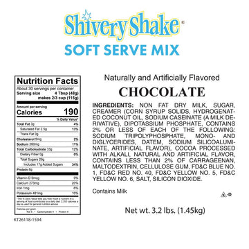 Shivery Shake Chocolate Soft Serve Ice Cream Mix, 3.2 lb - Rich, Creamy Flavor for Delicious Desserts and Shakes
