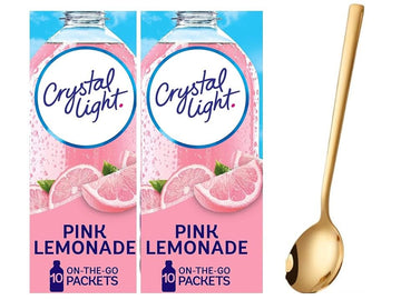 Sukkar Pasha Crystal Light On The Go Drink Mix, Sugar-Free, Low-Calorie, 20 Pouches (2 Packs of 10), Pink Lemonade Flavor
