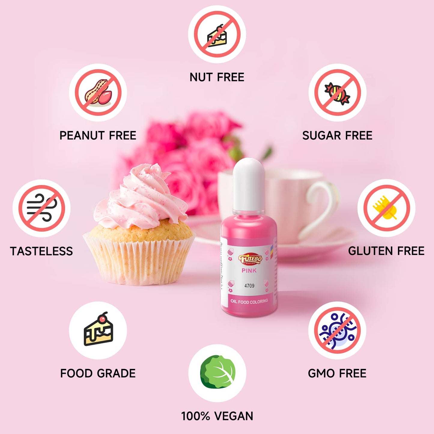Oil Based Food Coloring, 15ml Large Capacity Food Coloring for Icing, Dye Color for Chocolate Candy Cake, Edible Oil Food Grade