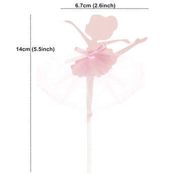 Ercadio 20 Pack Ballerina Tutu Cupcake Toppers Pink Ballet Girl Cupcake Picks Baby Shower Birthday Party Cake Decoration Supplie