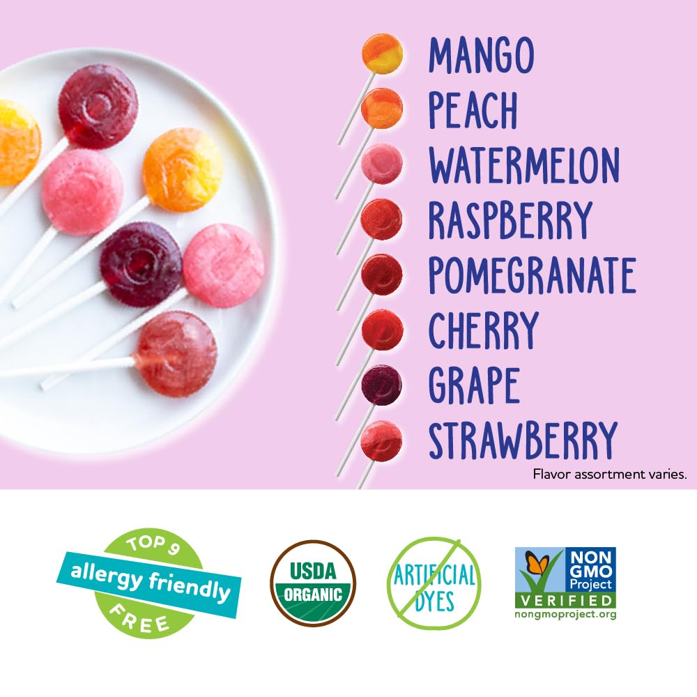organic assorted flavors vitamin c lollipops 40 ct / 1 bag (40 pops)
