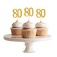 Donoter 50Pcs 80Th Cupcake Toppers Gold Glitter Number 80 Cake Picks For Birthday Anniversary Party Decoration