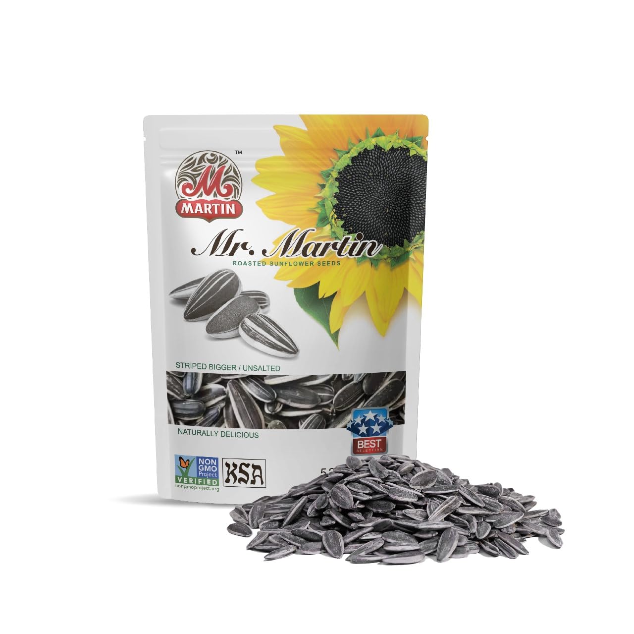 MR. MARTIN Freshly Roasted Unsalted Sunflower Seeds, Vegan, Non-GMO, Low Sodium, 5.25 Oz, Pack of 3
