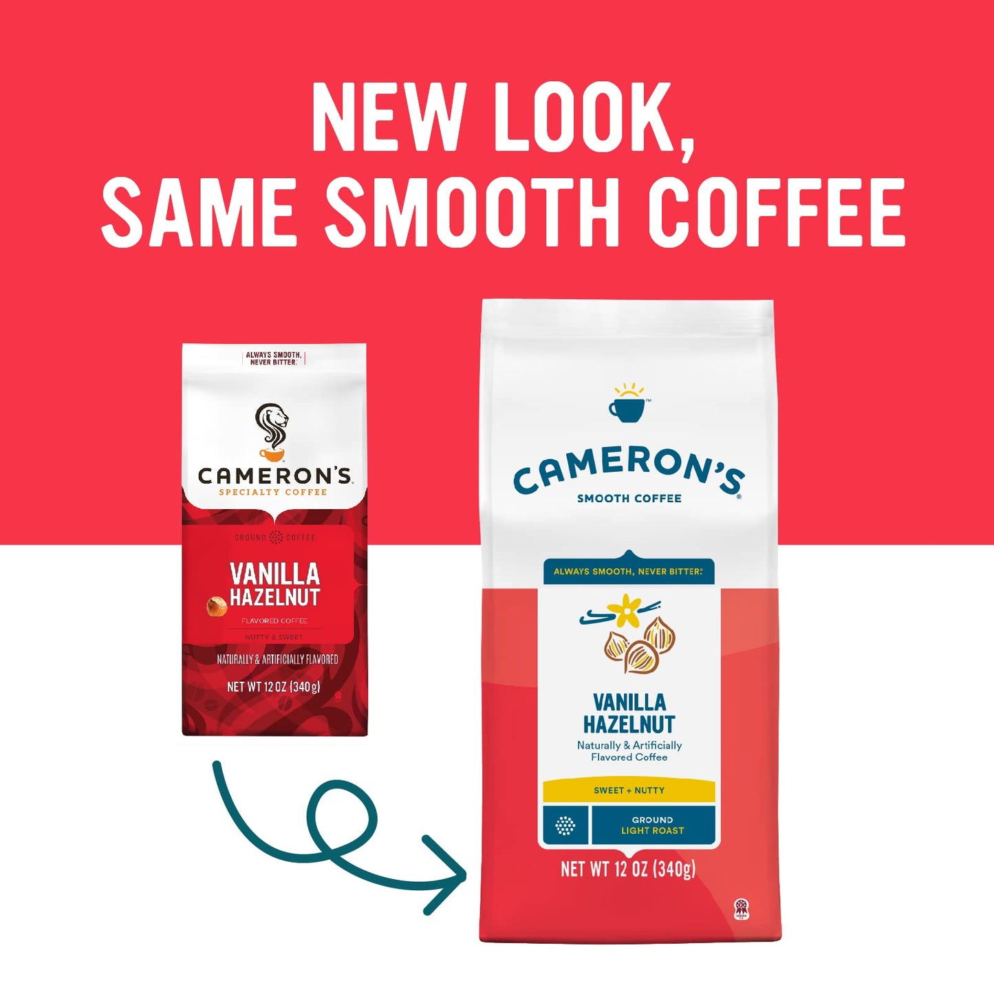 Camerons Coffee Roasted Ground Coffee Bag, Flavored, Vanilla Hazelnut, 12 Ounce