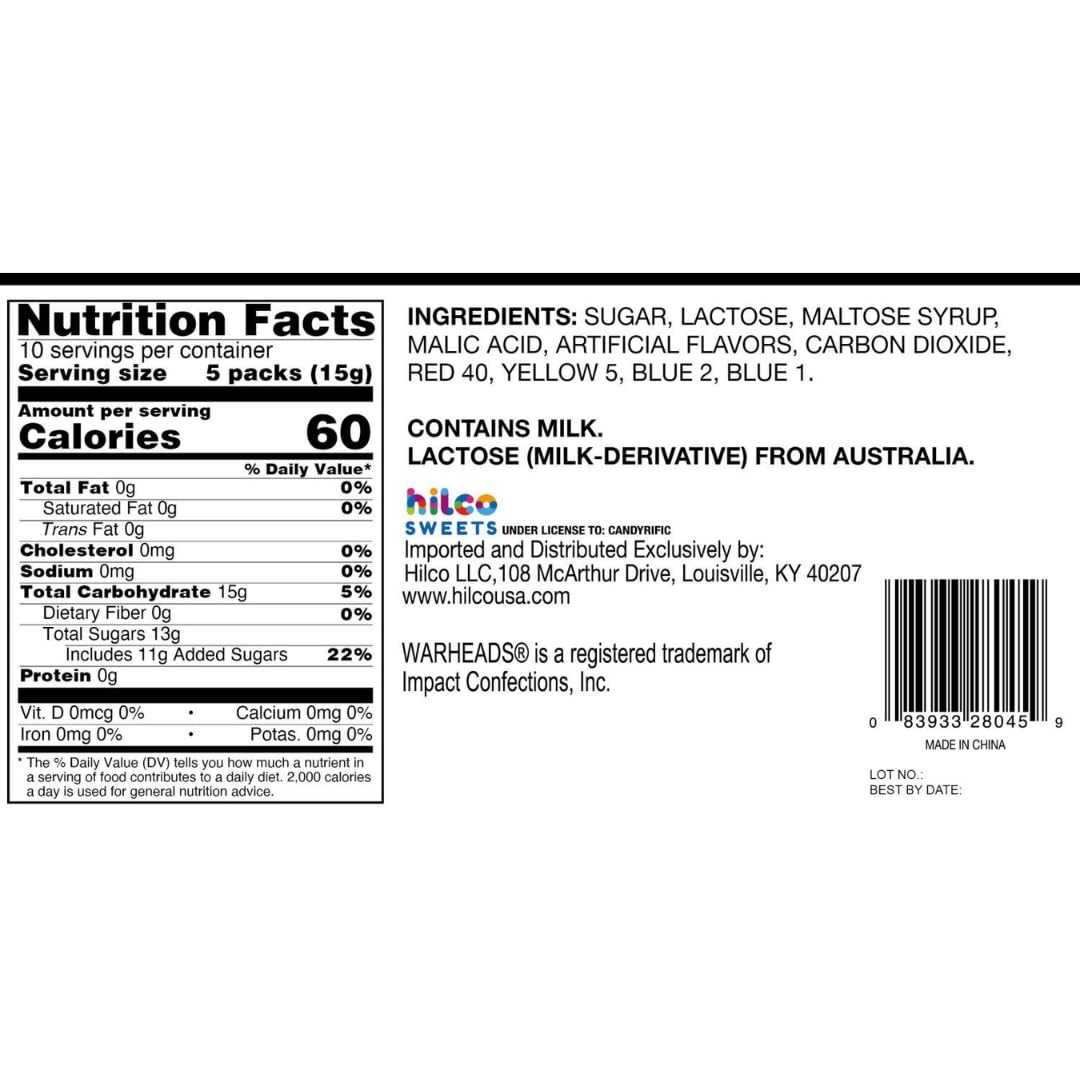 Warheads SOUR Popping Candy 50 Count - Perfect for Halloween & Trick or Treaters - Bulk Bag Gift By Lyza s Sweets &