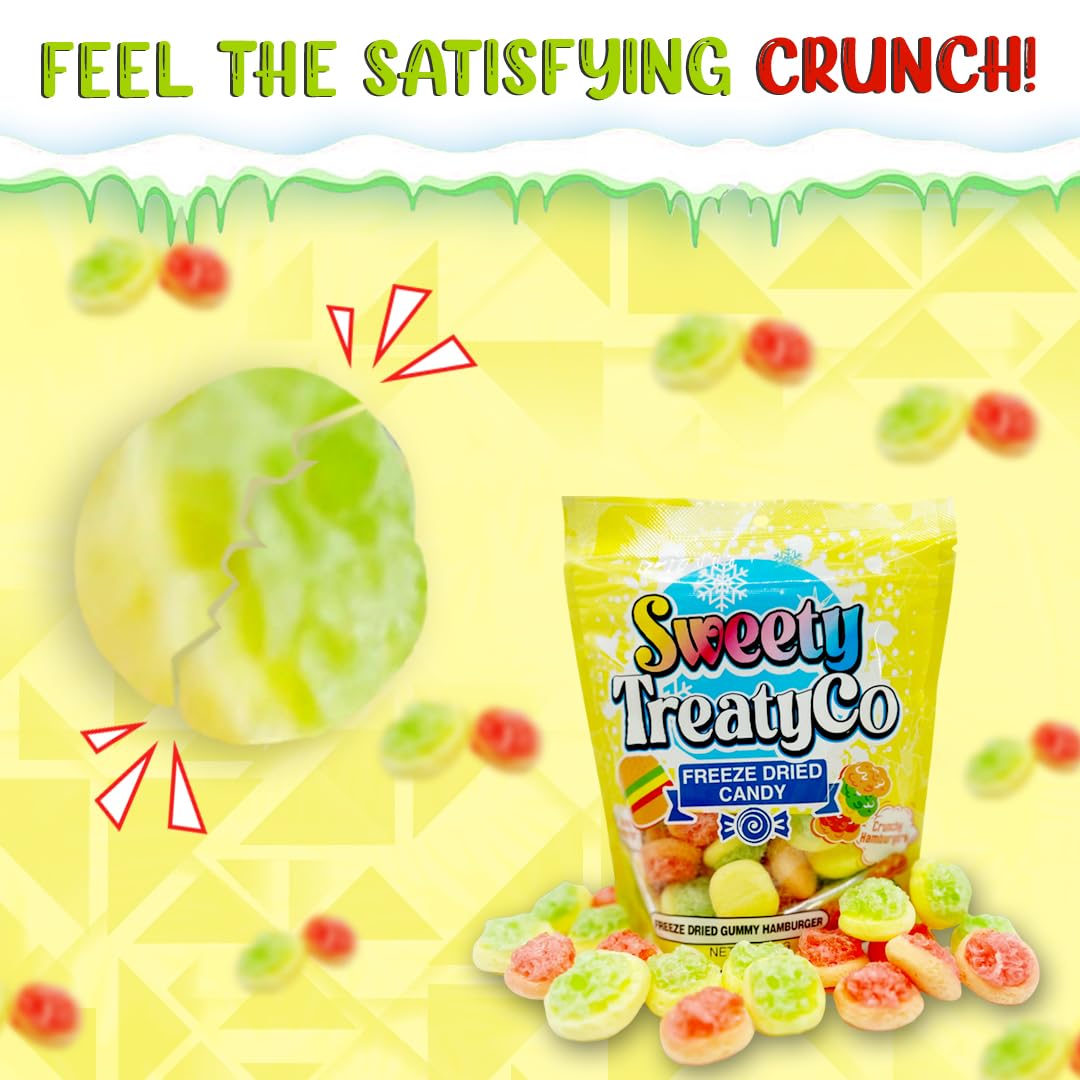 Sweety Treatyco. Freeze Dried Gummy Hamburger Candy - Unique Freeze Dry Gummy Candy - Perfect For Parties, Kids Treats And Trave