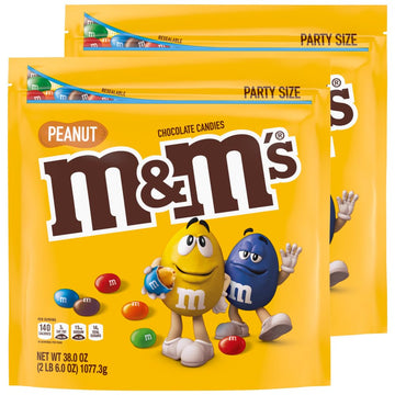 M&M'S Peanut Milk Chocolate Halloween Candy, Party Size, 38 Oz, 2 Ct Bulk Bags (Pack Of 2)