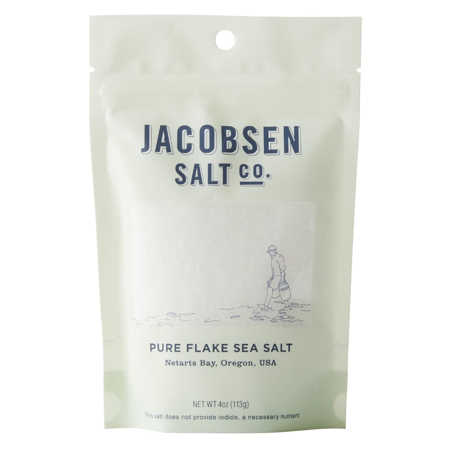 Jacobsen Salt Co. Pure Flake Sea Salt, Kosher, Coarse, Non-Iodized, 4oz, White, Model JAC002-001
