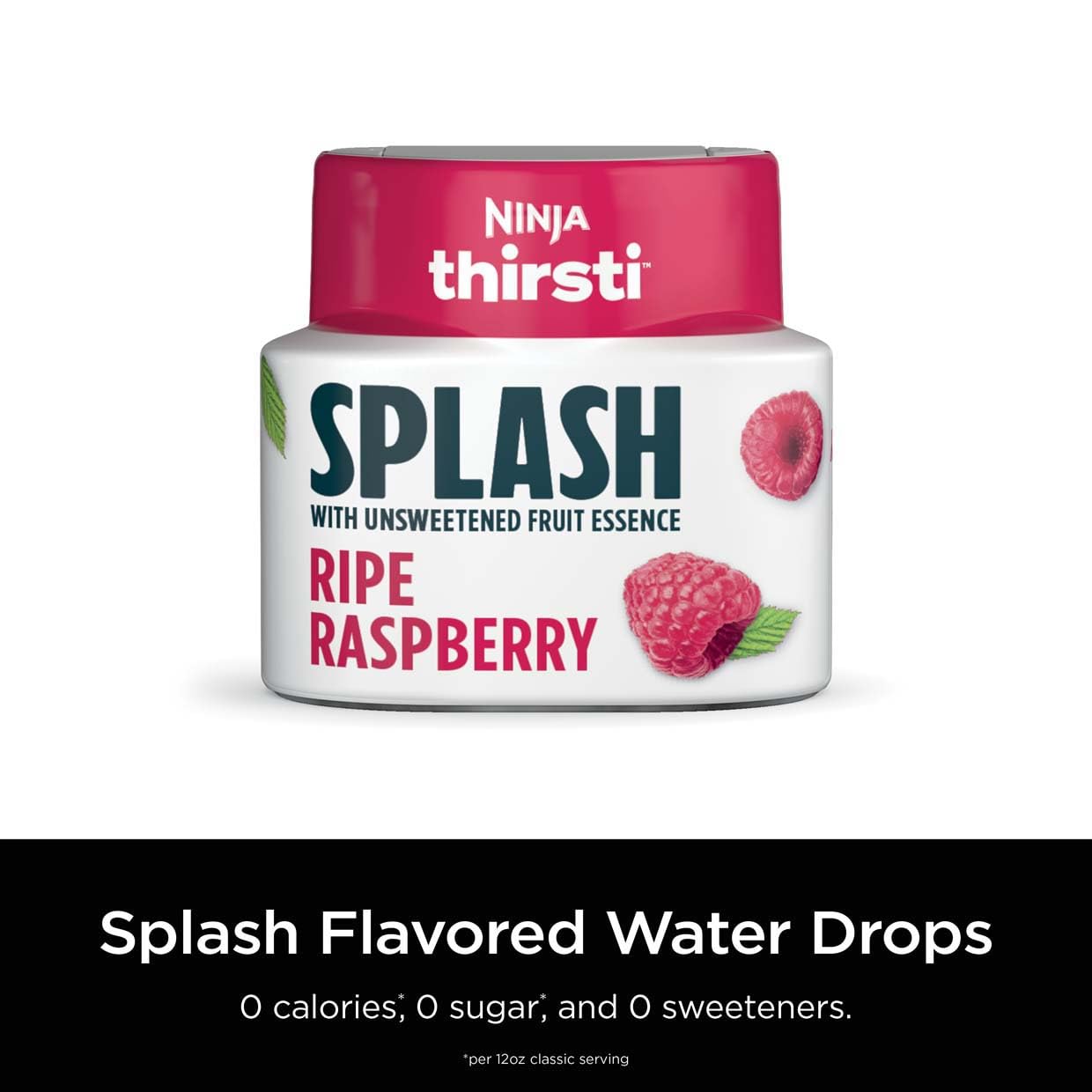 Ninja Thirsti Flavored Water Drops , SPLASH With Unsweetened Fruit Essence, Ripe Raspberry , 3 Pack, Zero Calories ,Zero Sugar,