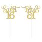 Gexolenu Gold Glitter Sweet 16 Cake Topper, 1 Pcs, Anniversary Decoration