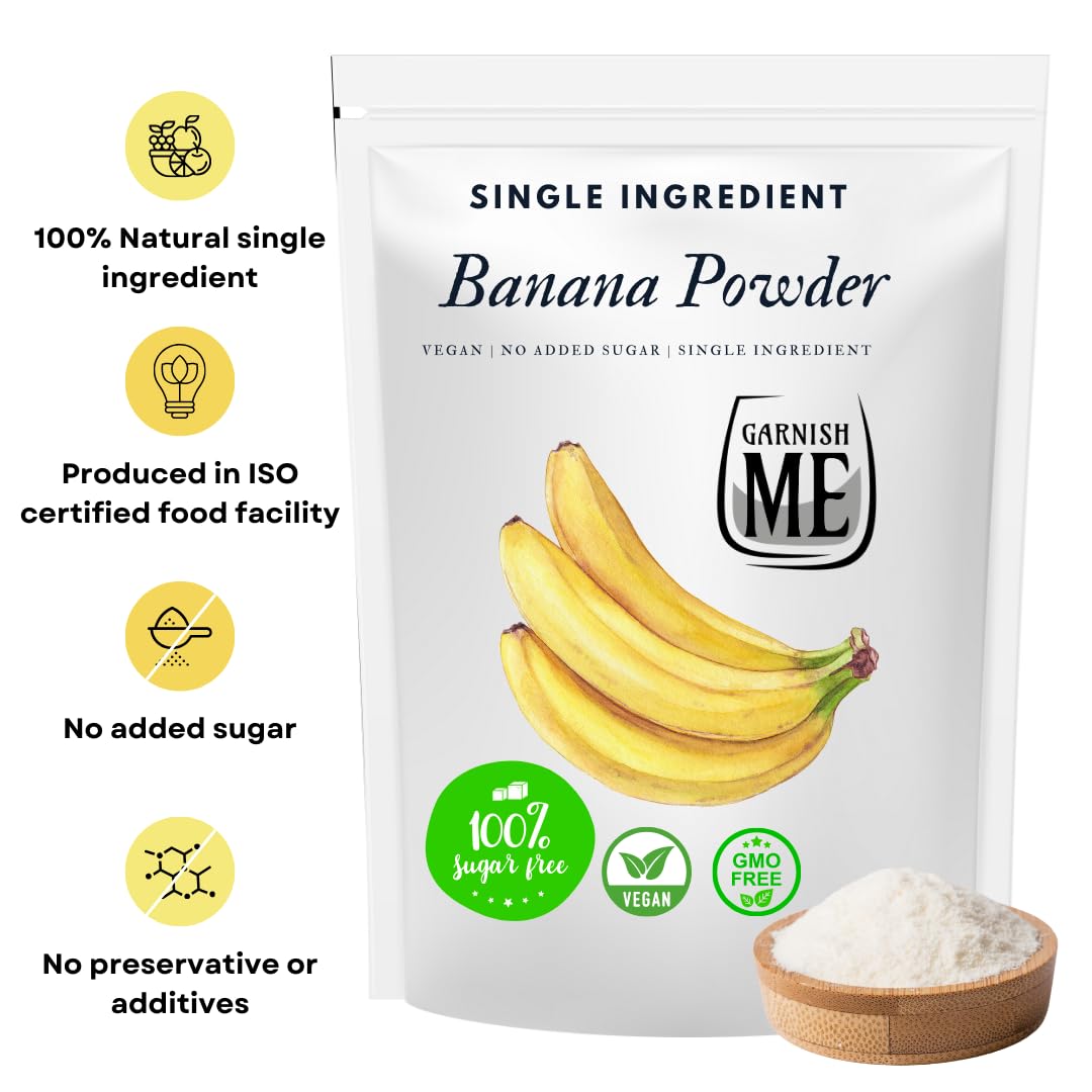 Dried Banana Powder 8.8Oz - Ready To Use For Smoothies, Baking, Desserts, & Natural Flavoring. 100% Natural Pure Banana Powder