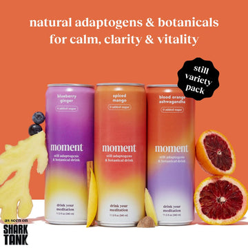 Drink Your Meditation Moment Botanical Drink Variety Pack - Adaptogens, Nootropics, 11.5 Fl Oz (Pack of 12)