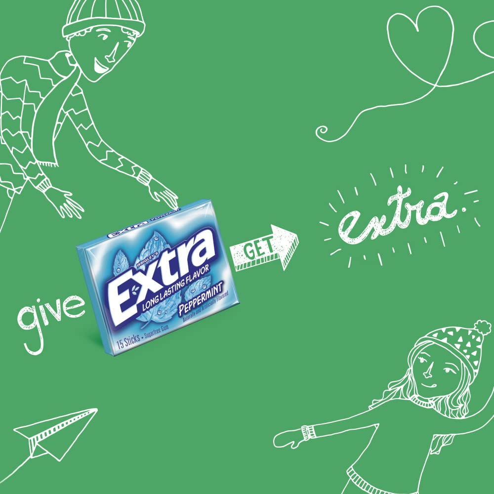 EXTRA Gum Peppermint, Sugar-Free Chewing Gum Bulk, 8 Ct Box, Pack of 6 (48 Count)