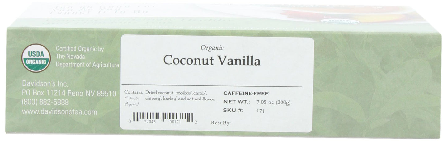Davidsons Organic Coconut Vanilla Tea Bags, 100 Count, Unwrapped, Model 171