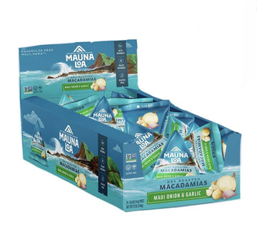 Mauna Loa Premium Roasted Macadamia Nuts, Garlic Onion Flavor, .5 Oz Pouches (Pack Of 24)