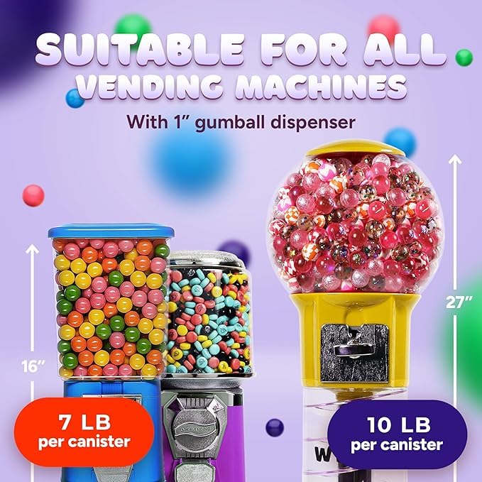 Gumballs Bulk Assorted Fruit, 17lbs Large. Gumballs for Gumball Machine - Less Than 1Inch With 24 Mm Gumball Machine Refill-Chew