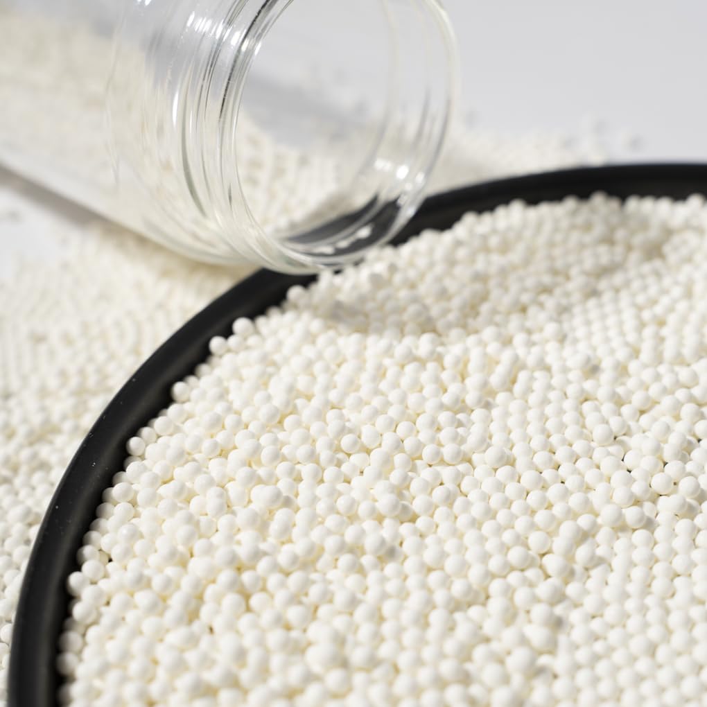 NIPEOR White Edible Pearl Sprinkles for Cake Decorations, 2mm Matte Sugar Pearls, 130g/4.6oz