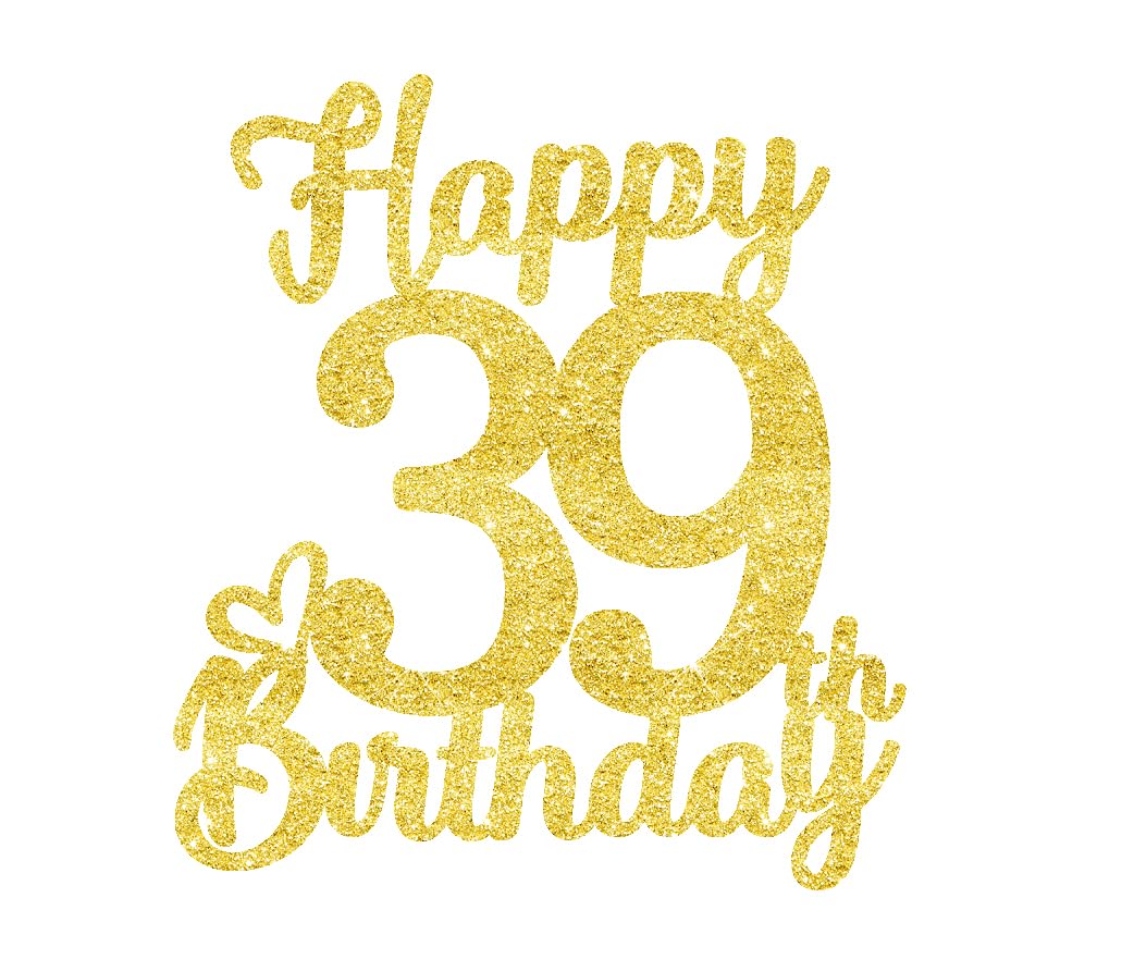 39 Birthday Cake Toppers-Gold Glitter, 39Th Cake Topper For Men,39 Cake Topper For Women, 39Th Birthday Decorations,39Th Birthda