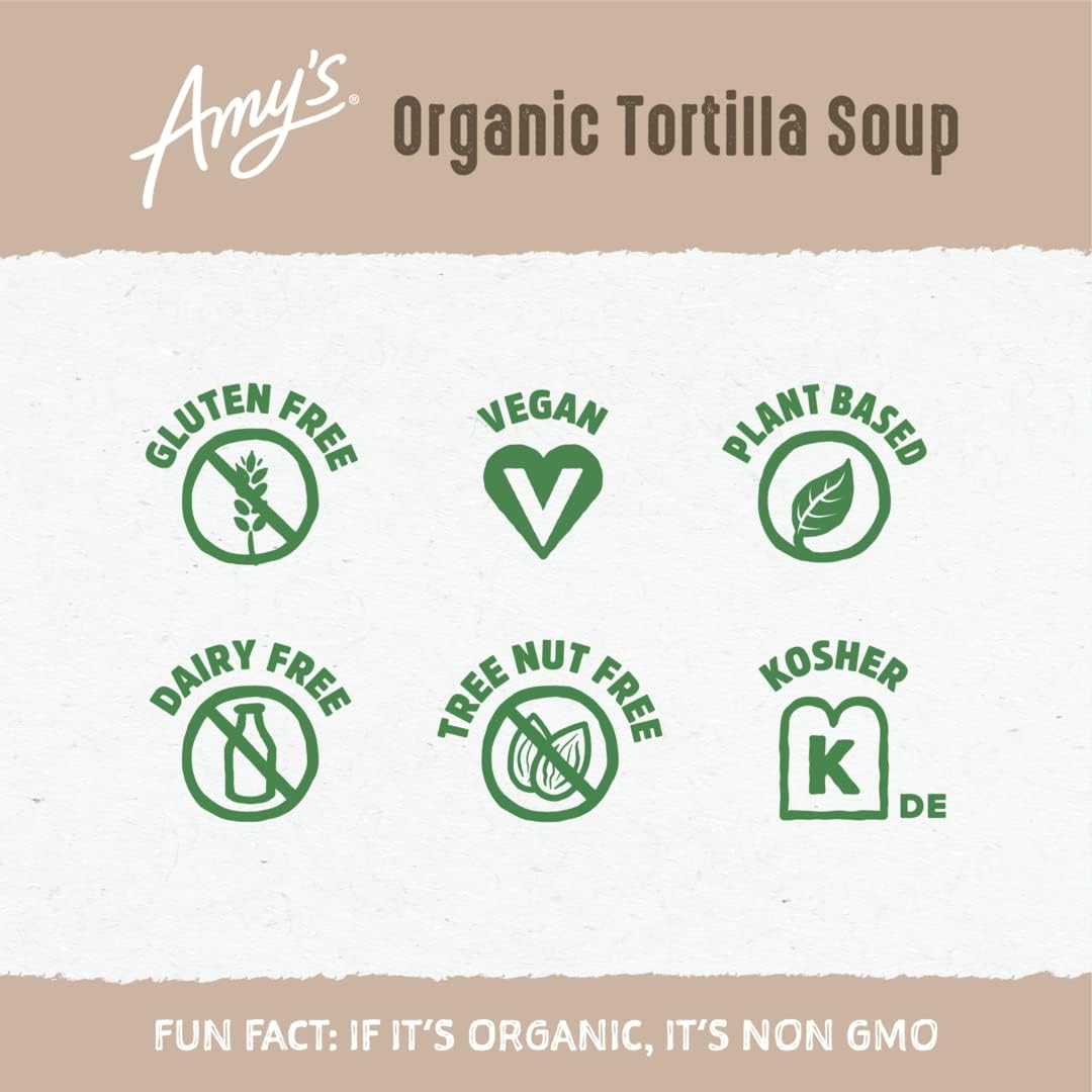Amys Soup, Vegan Tortilla Soup, Gluten Free, Made With Fire Roasted Sweet Potatoes, Canned Soup, 14.2 Oz (12 Pack)